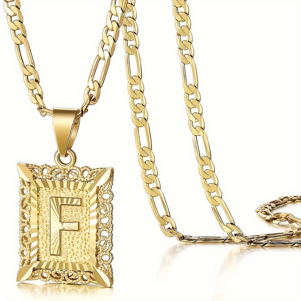 European And American Fashion Personalized English Initial Square Necklace