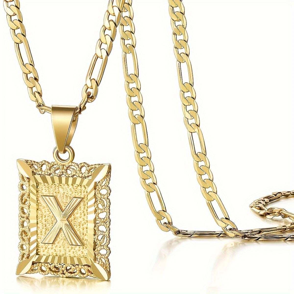 European And American Fashion Personalized English Initial Square Necklace