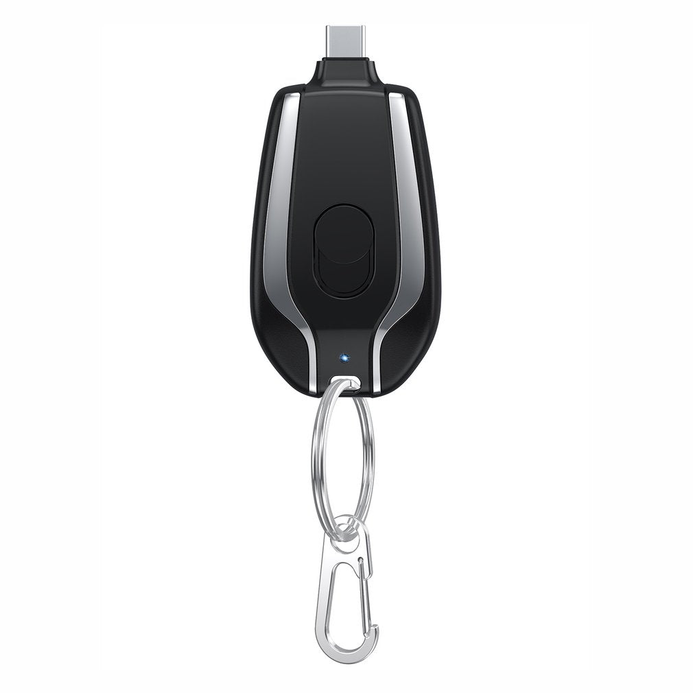 Mini Power Emergency Pod Keychain Charger With Type-C Ultra-Compact Mini Battery Pack Fast Charging Backup Power Bank 1500mAh