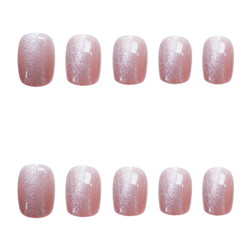 Peach Crystal Hand-worn Fake Nail Tip Nail Stickers Stickers Finished Product Nail Tip