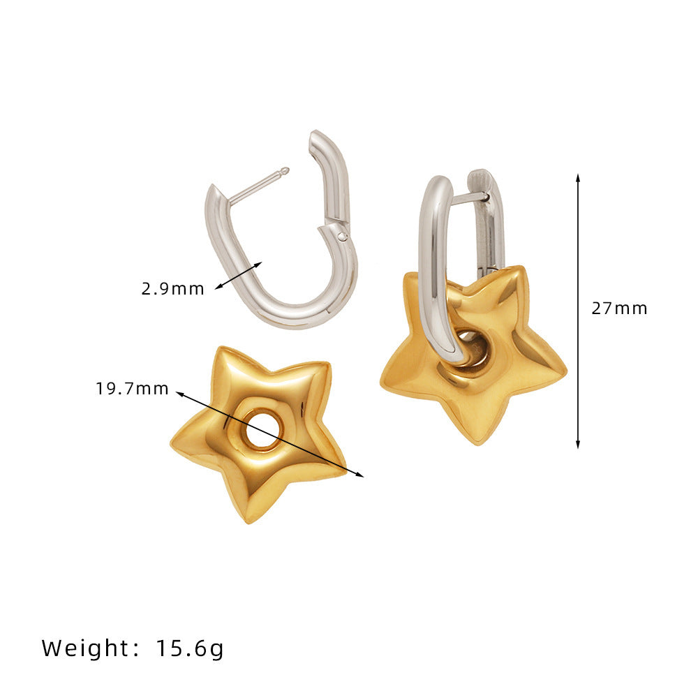 Titanium Steel French Contrast Color Women's Earrings