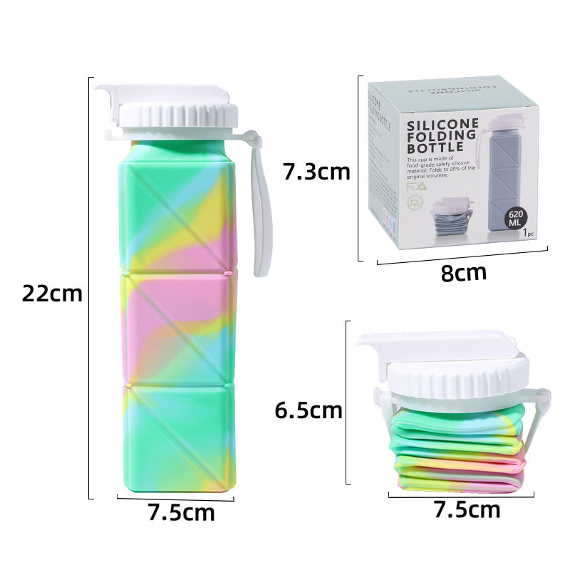 Foldable Water Bottle Sports Cup Portable Silicone Folding Cups Food Grade Cup Retractable Outdoor Travel Running Riding Camping