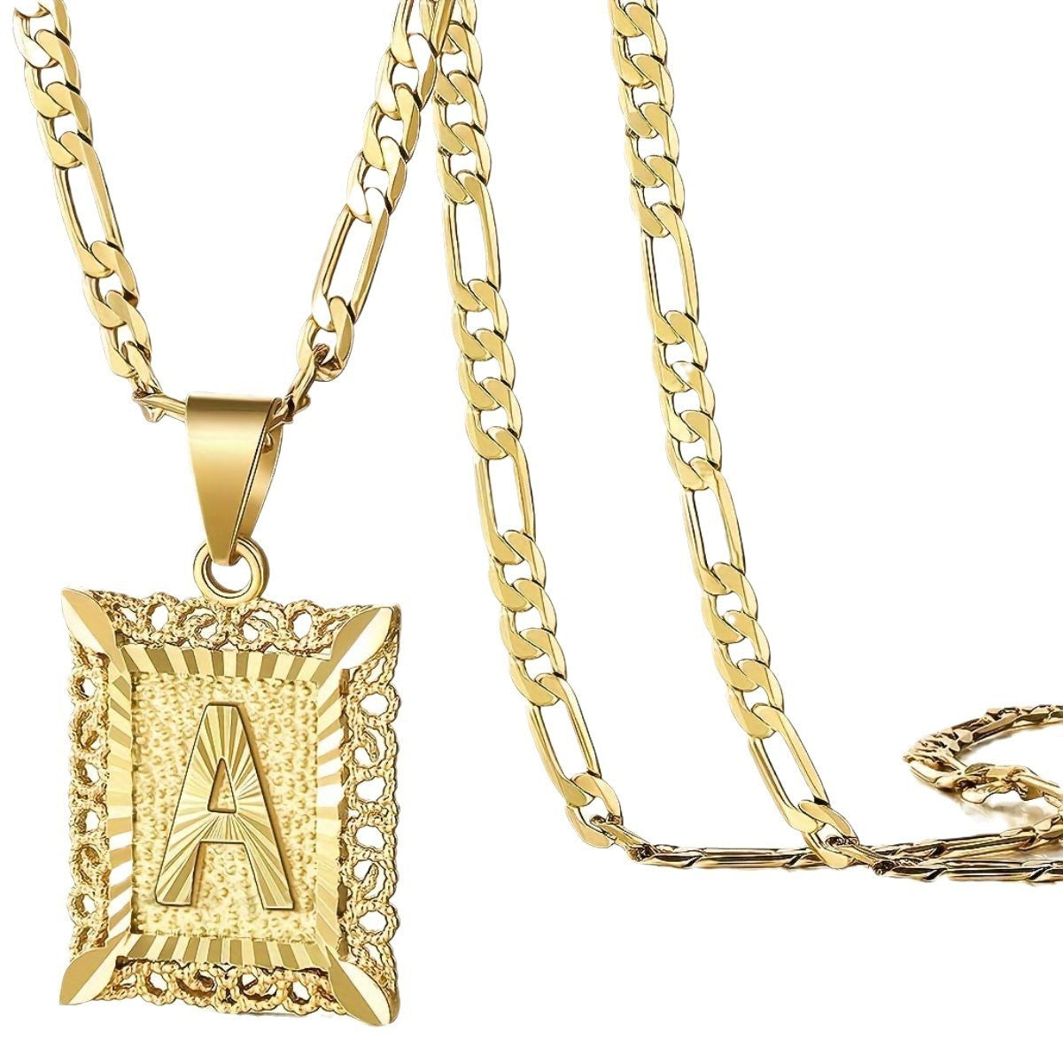 European And American Fashion Personalized English Initial Square Necklace