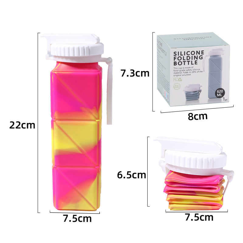 Foldable Water Bottle Sports Cup Portable Silicone Folding Cups Food Grade Cup Retractable Outdoor Travel Running Riding Camping