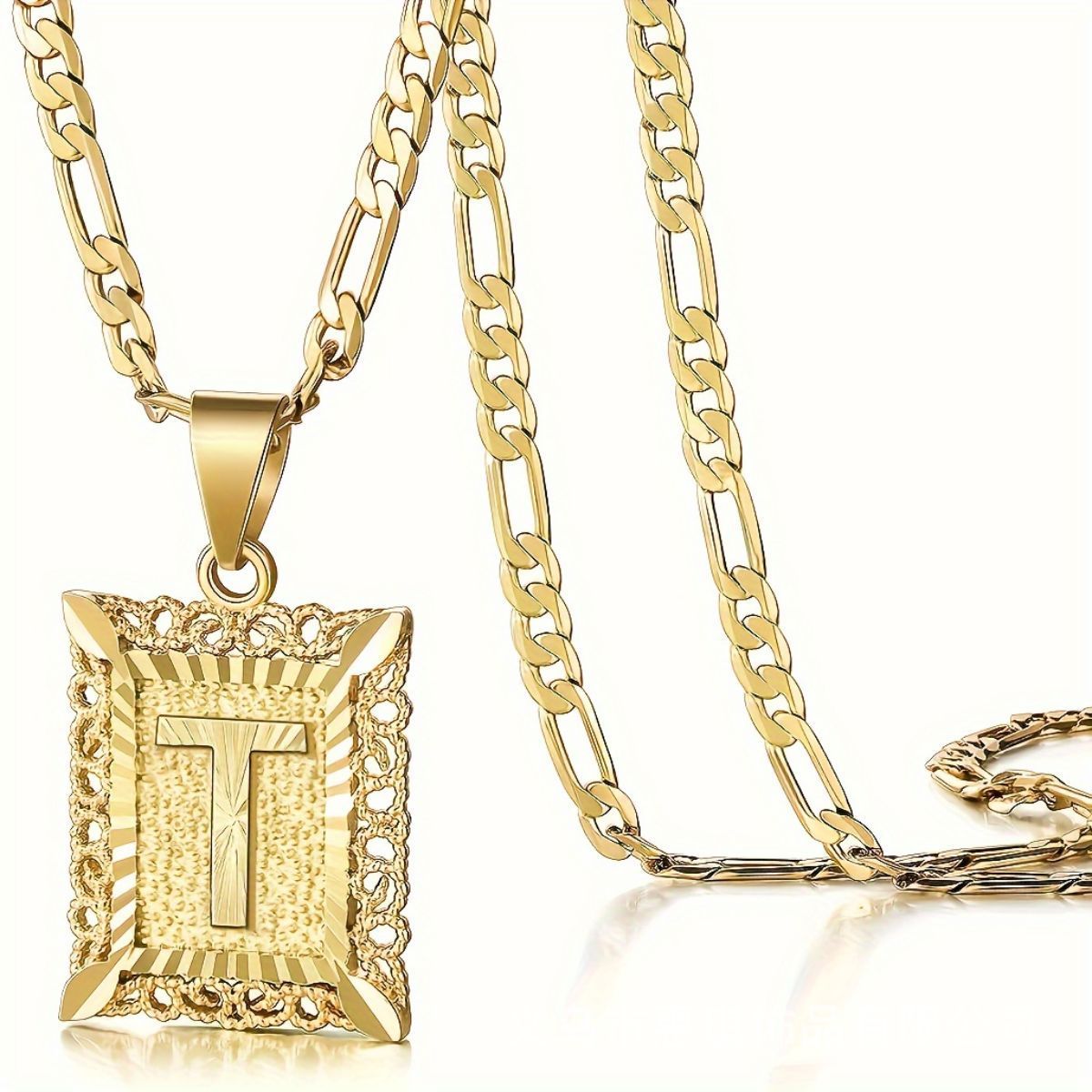 European And American Fashion Personalized English Initial Square Necklace