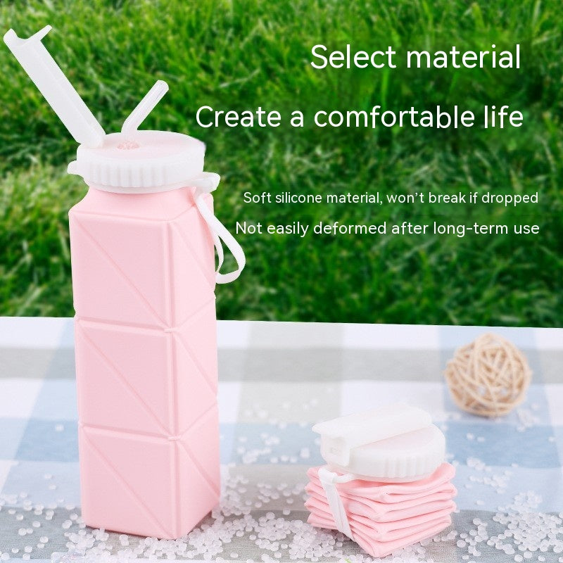 Foldable Water Bottle Sports Cup Portable Silicone Folding Cups Food Grade Cup Retractable Outdoor Travel Running Riding Camping