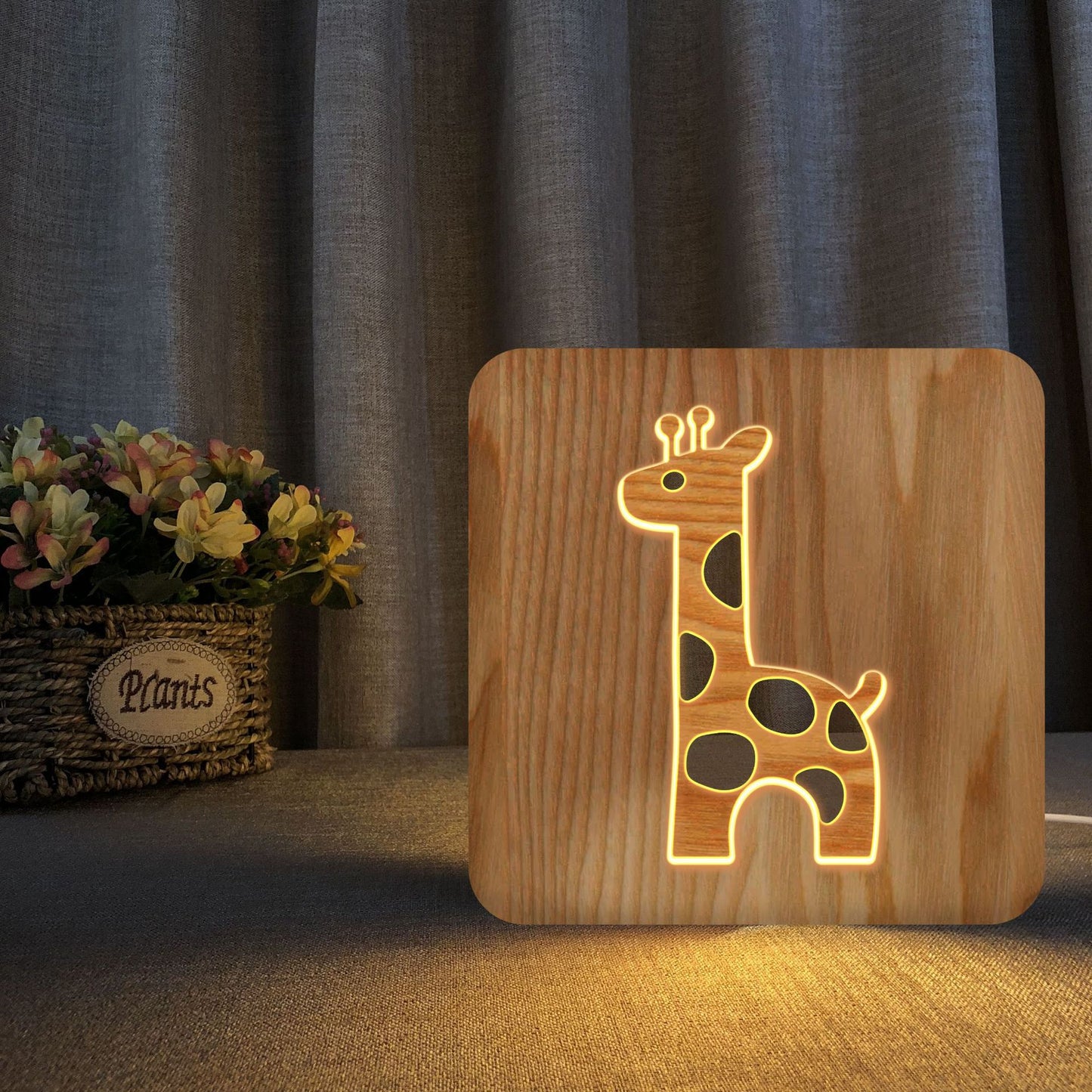 Giraffe Wooden Night Light