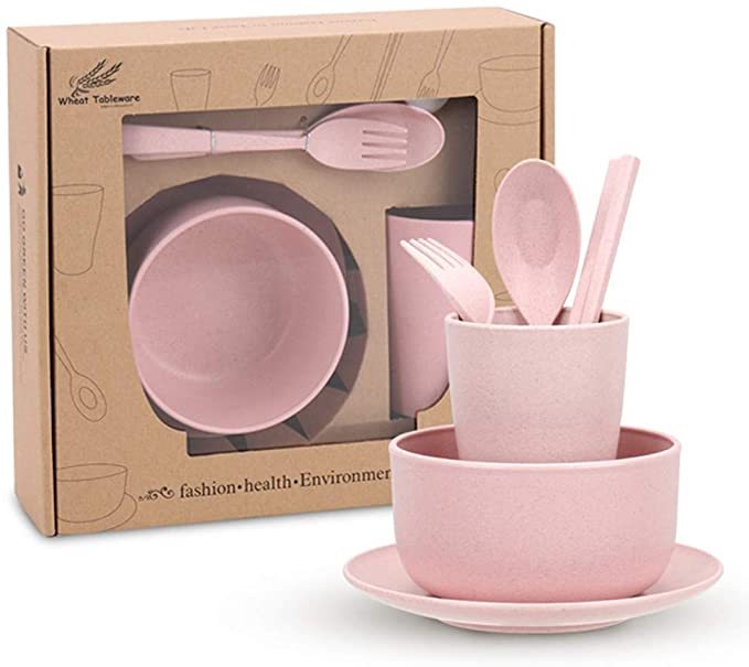 Biodegradable Children's Tableware Bowl, Cup, Dish, Chopsticks and Spoon Set