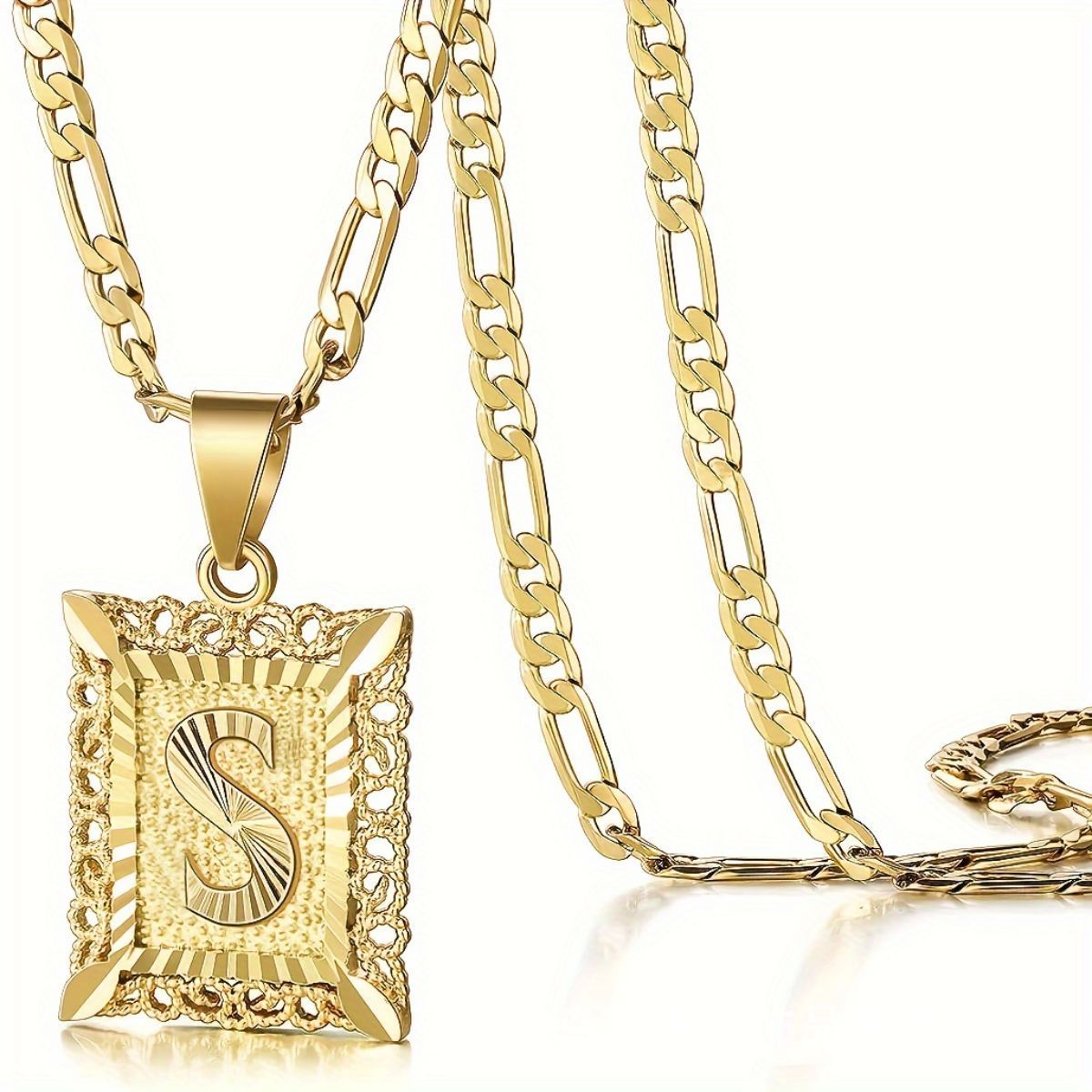 European And American Fashion Personalized English Initial Square Necklace