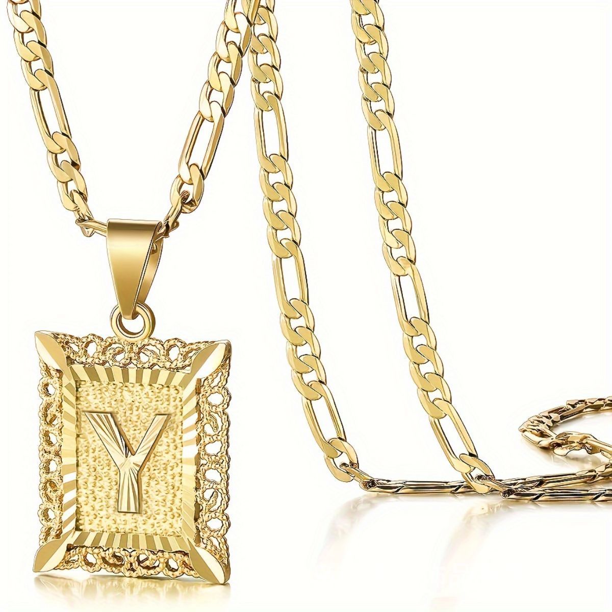 European And American Fashion Personalized English Initial Square Necklace