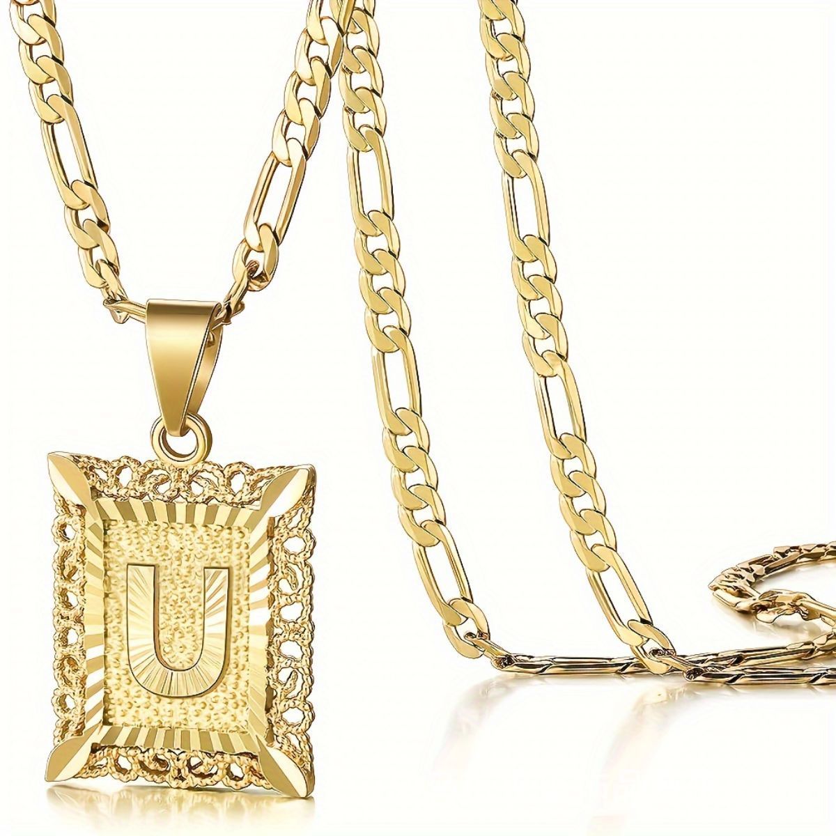 European And American Fashion Personalized English Initial Square Necklace