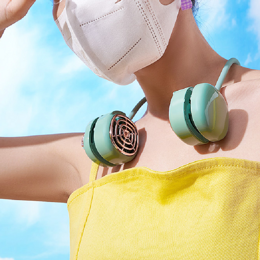 Outdoor Travel Sports Electric Fan Lazy Portable Hanging Neck Folding Charging Fan