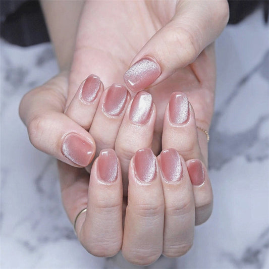 Peach Crystal Hand-worn Fake Nail Tip Nail Stickers Stickers Finished Product Nail Tip