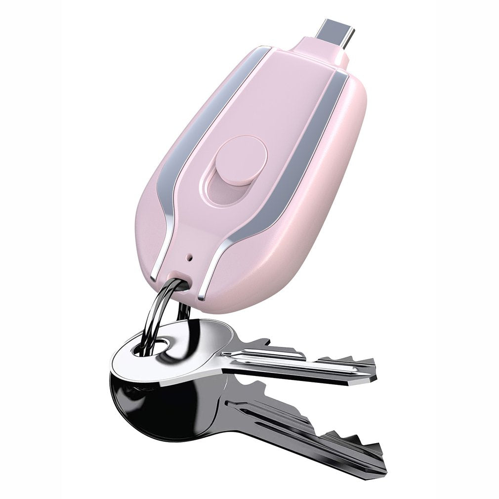 Mini Power Emergency Pod Keychain Charger With Type-C Ultra-Compact Mini Battery Pack Fast Charging Backup Power Bank 1500mAh